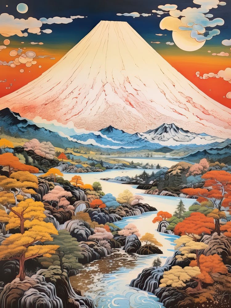 Mount Gassan In Yamagata,, Ukiyo E Drawing 4