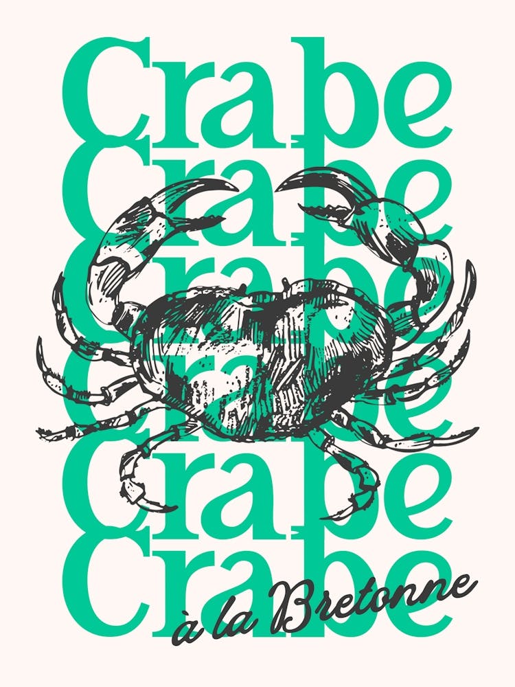 Crab A La Bretonne Poster, Seafood Wall, French Aperitif Decor, Printable Art