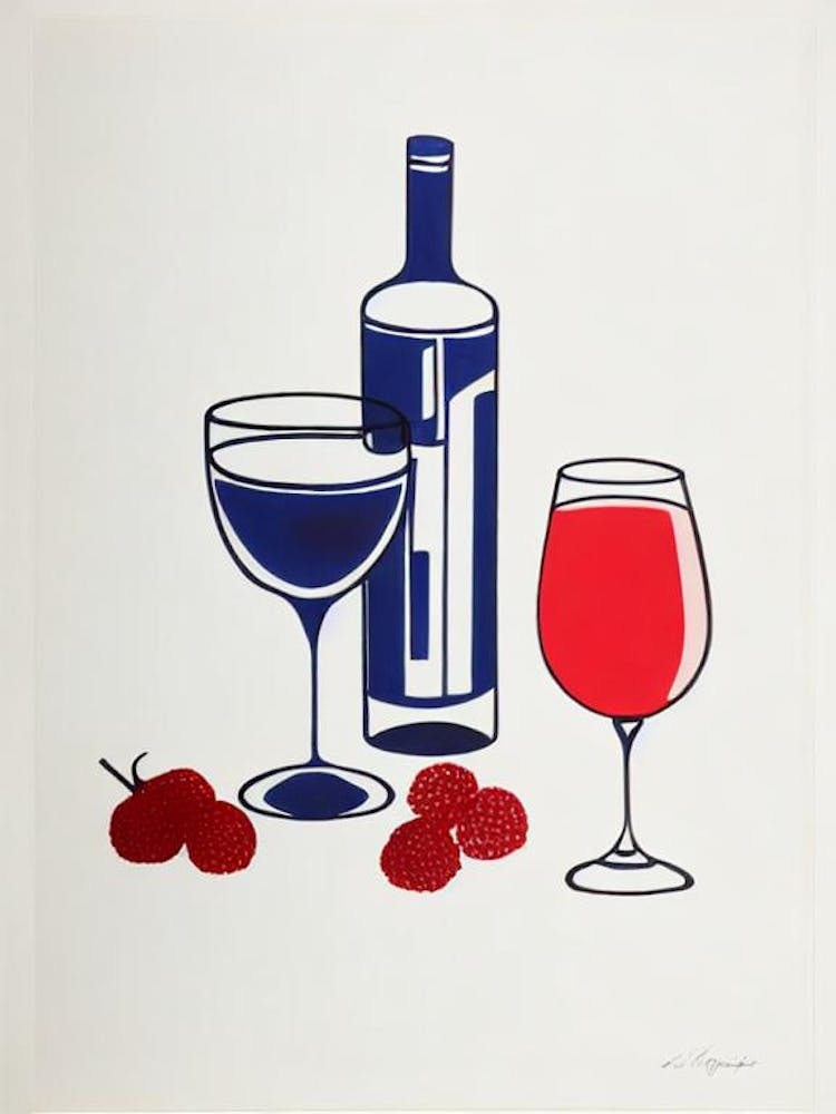 Blueberry Daiquiri Picasso Line Drawing Cocktail Poster