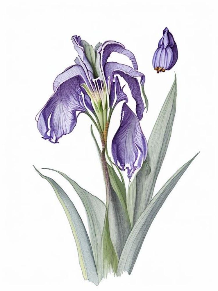 Iris Floral Quentin Blake Inspired Illustration 1 Flower