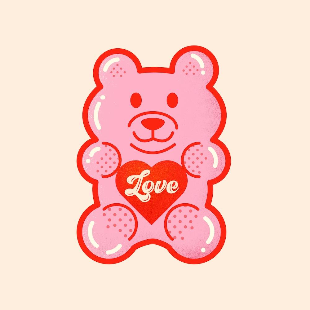 Large Love Jelly Bear Square