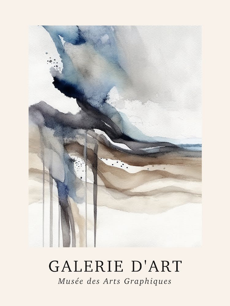 Galerie D'Art Abstract Watercolour Marble Blue And Grey 4