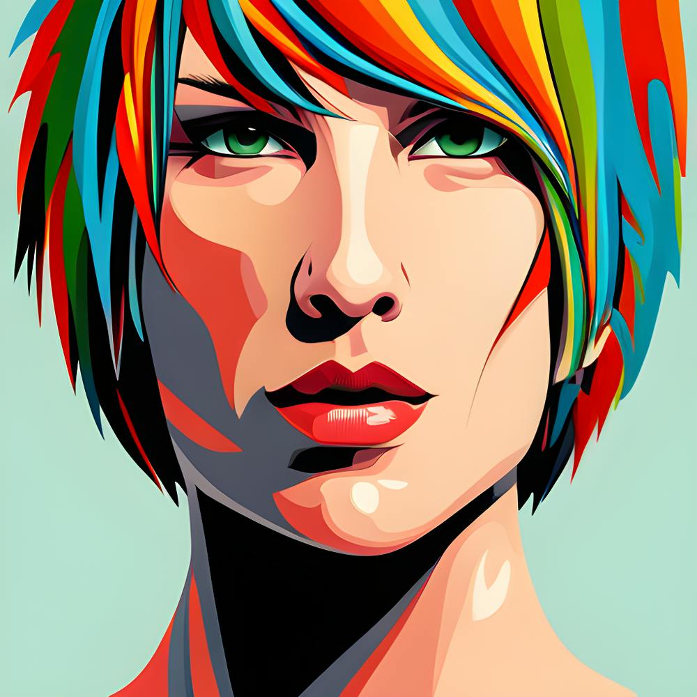Portrait Of A Woman With Colorful Hair 1