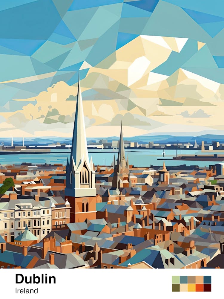 Dublin, Ireland, Geometric Illustration 2 Poster