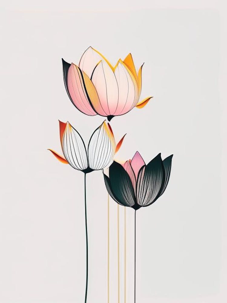 Lotus Flower Petals Minimal Line Drawing 4