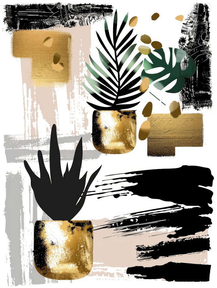 Gold And Black Abstract Painting 35