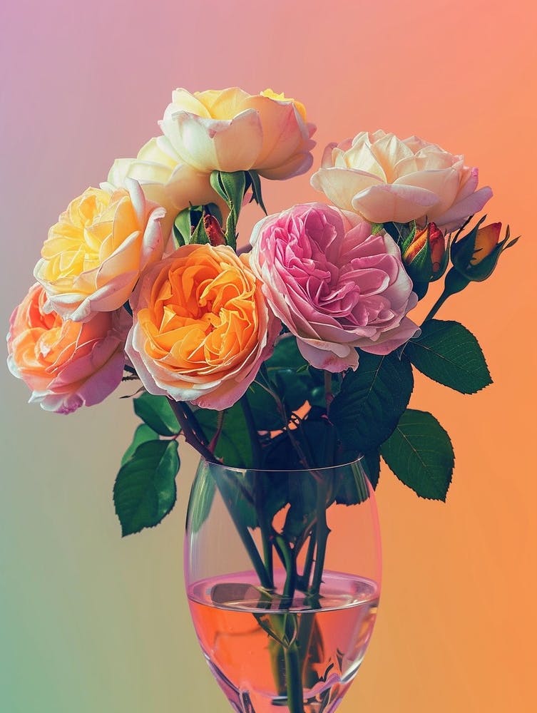 English Roses Painting Rose In A Wine Glass 1