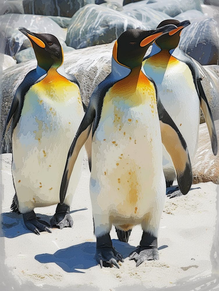 King Penguin Boulders Beach Simons Town Colour Block Painting 2