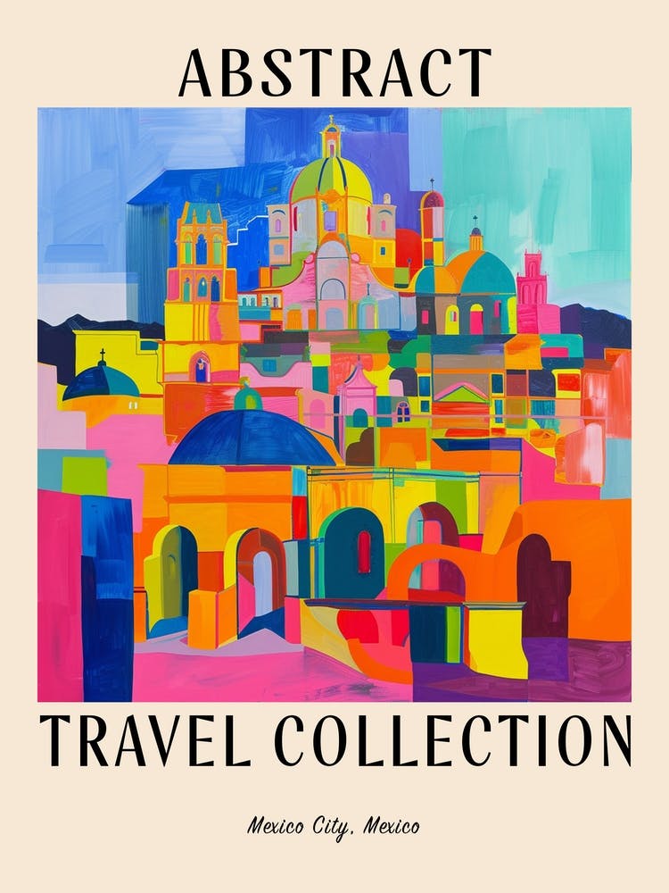 Abstract Travel Collection Poster Mexico City Mexico 3