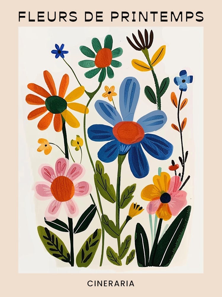 Spring Floral French Poster  Cineraria 3