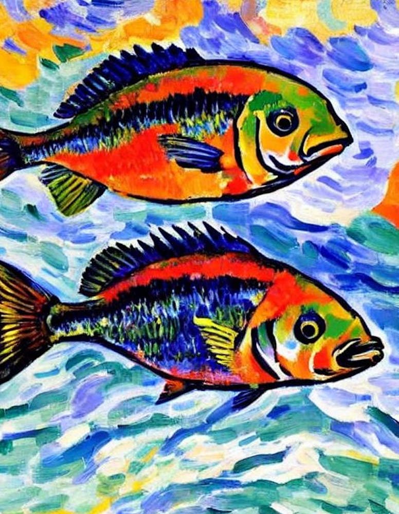 Schwarzer Seebarsch Matisse inspiriert