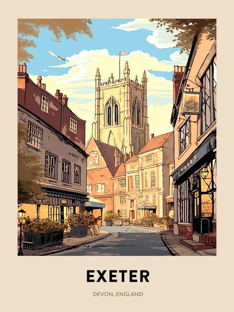 Devon Vintage Travel Poster Exeter 2