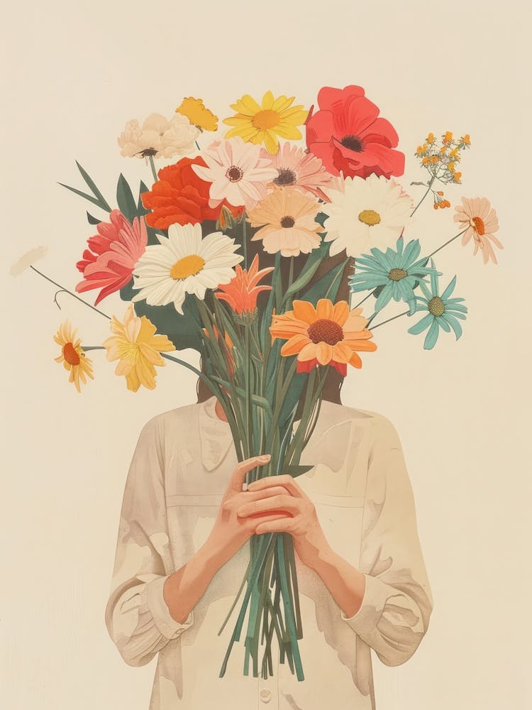 Spring Girl With Wild Flowers 2