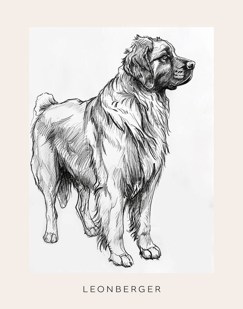 Leonberger Dog Line Sketch 3 Poster