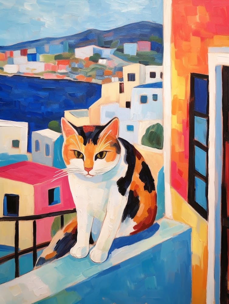 Peinture d'un Chat à Mykonos Grèce 3