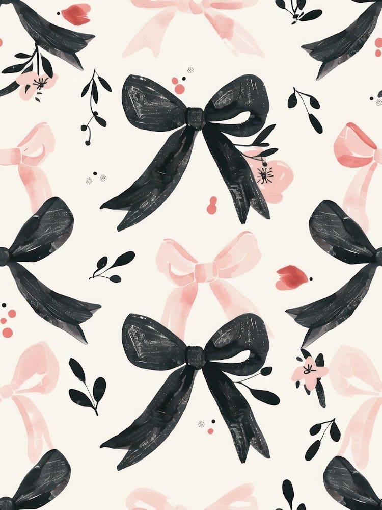Pink And Black Bows 3 Pattern