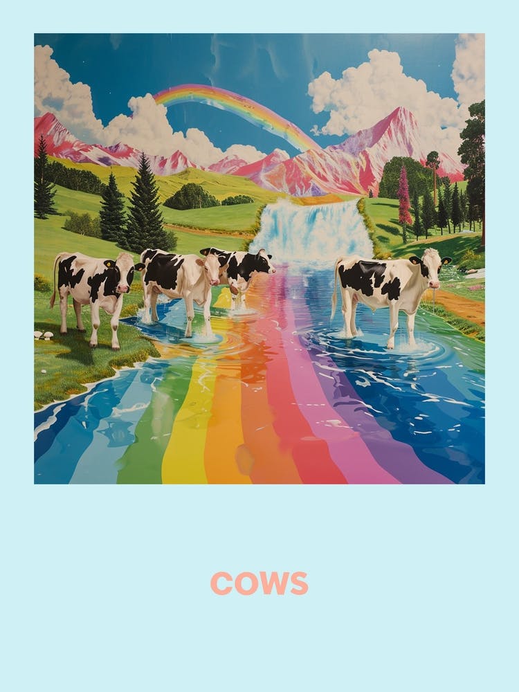 Cows Rainbow Poster