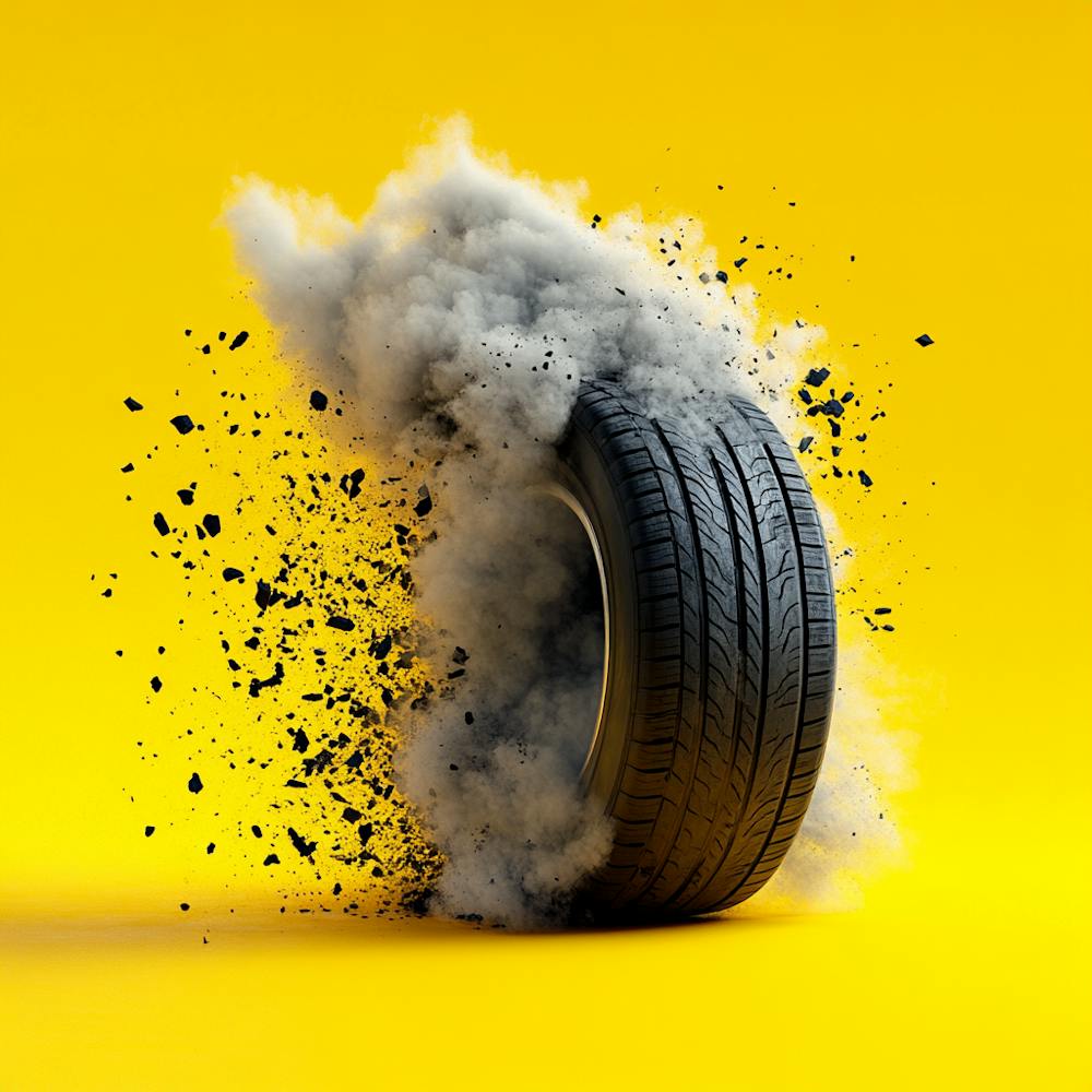 Tire Explosion On Yellow Background