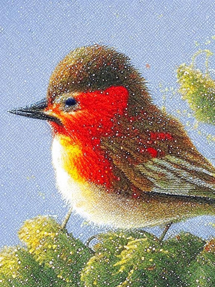 Robin Pointillism Bird