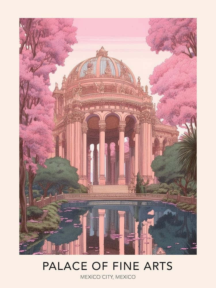 Palace Of Fine Arts Mexico City Mexico Travel Poster