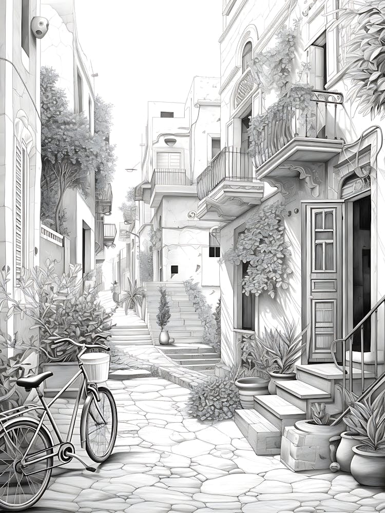 Black And White Street Scene