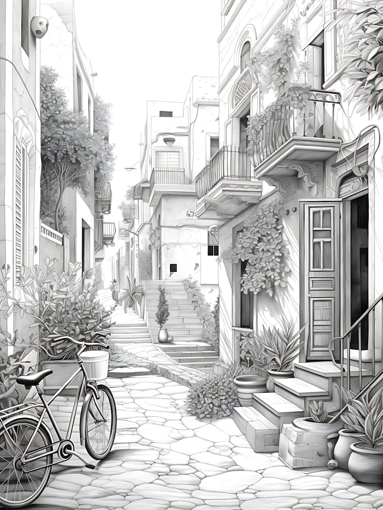 Black And White Street Scene