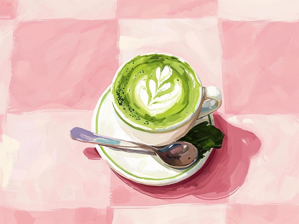 Matcha Latte Rosa Schachbrett 1
