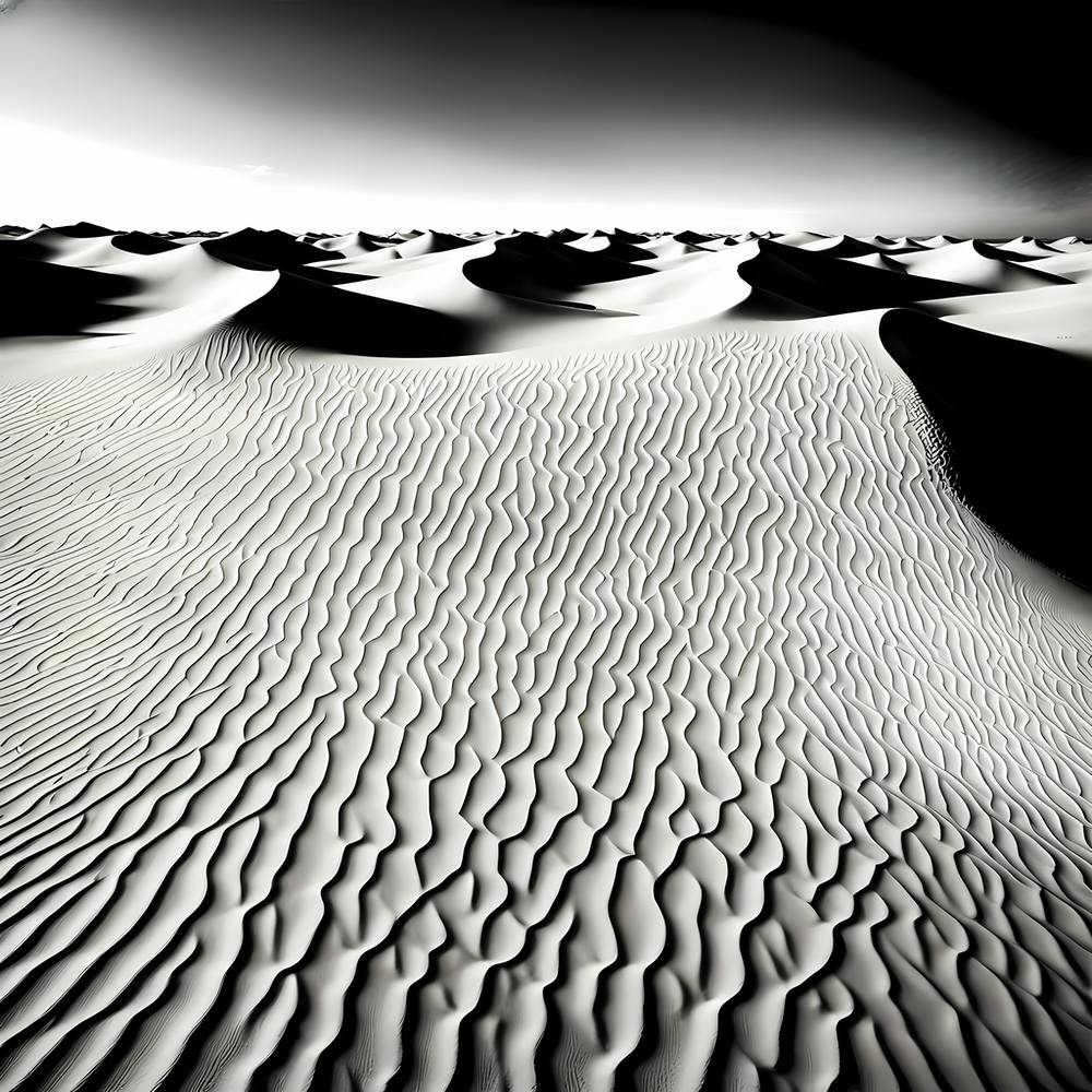 Sand Dunes, black and white monochromatic art 2