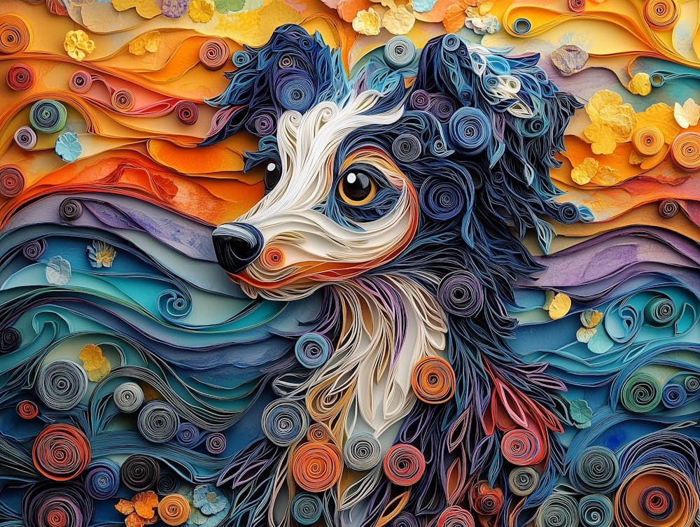Chinese Crested Paper Quilling Dog Portrait II