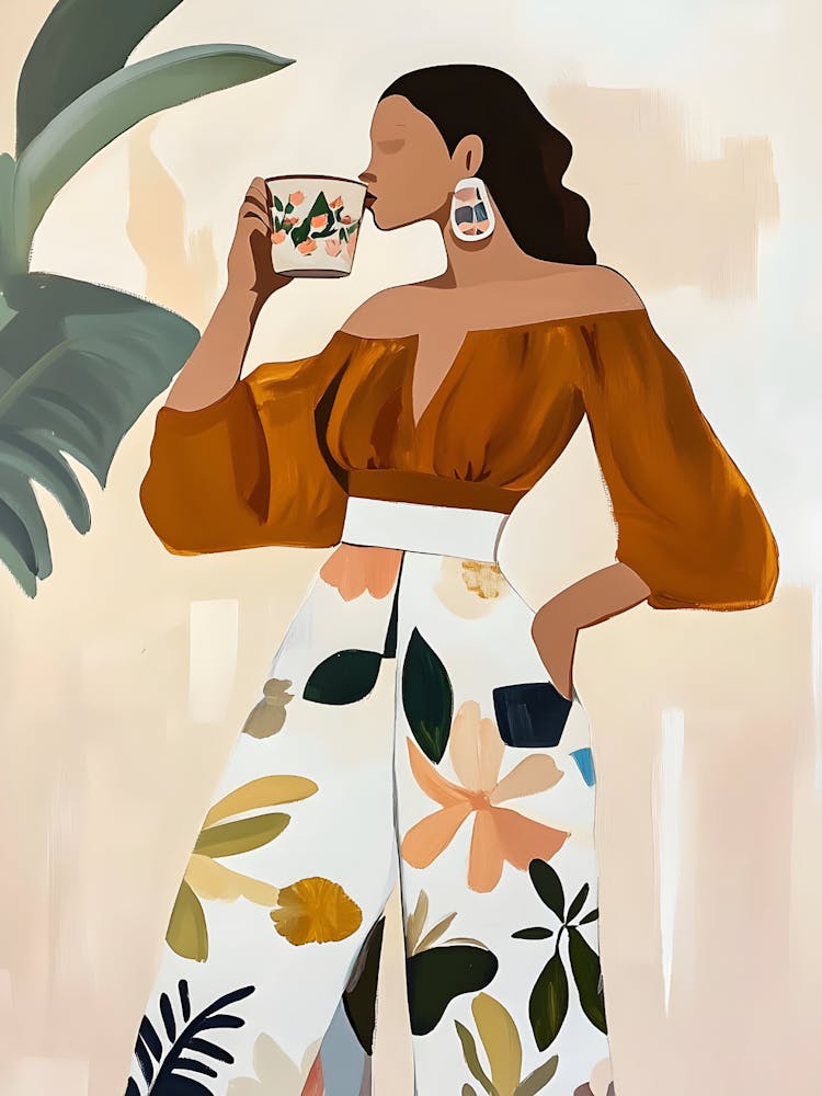 Frau trinkt Kaffee