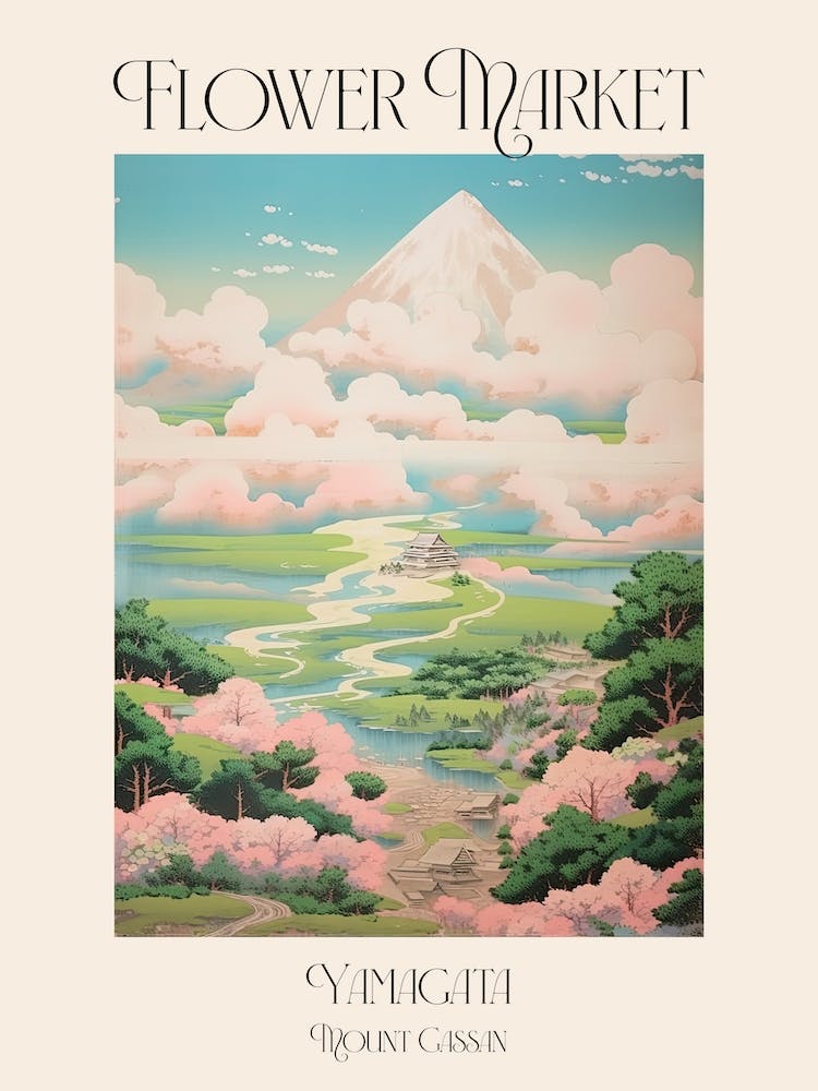 Flower Market Mount Gassan In Yamagata, Japanese Landscape 1 Poster