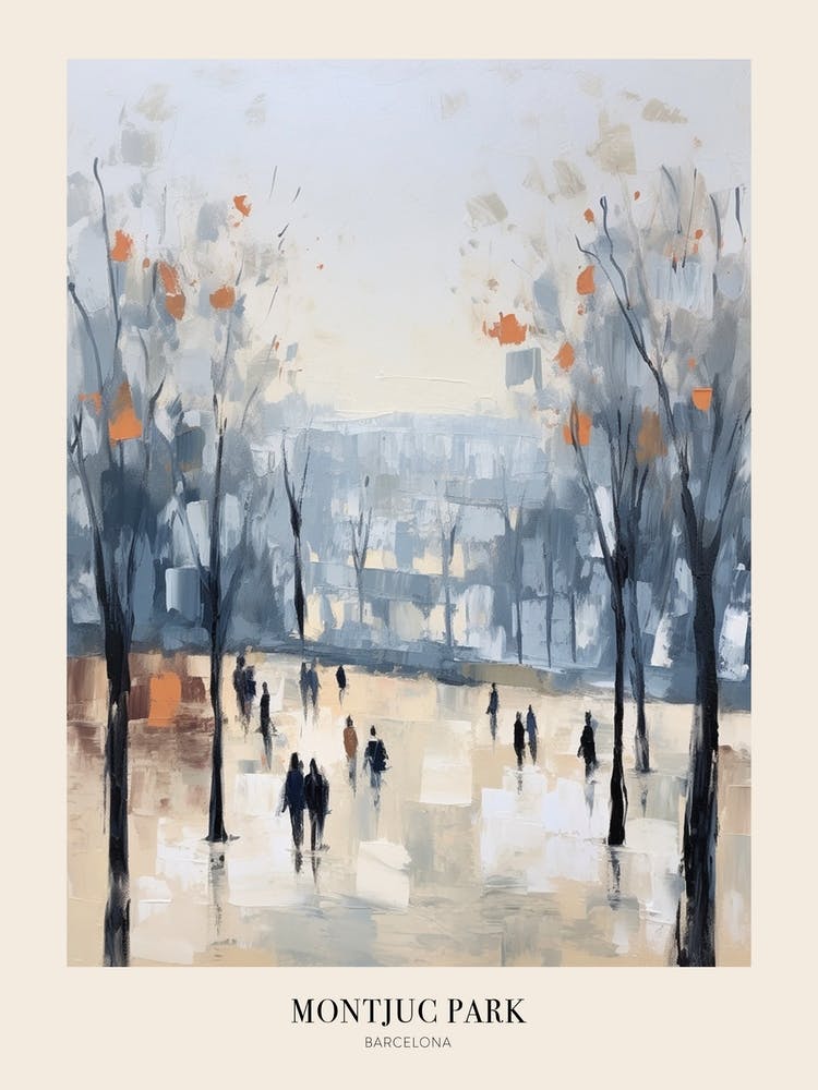Winter City Park Poster Montjuc Park Barcelona 3