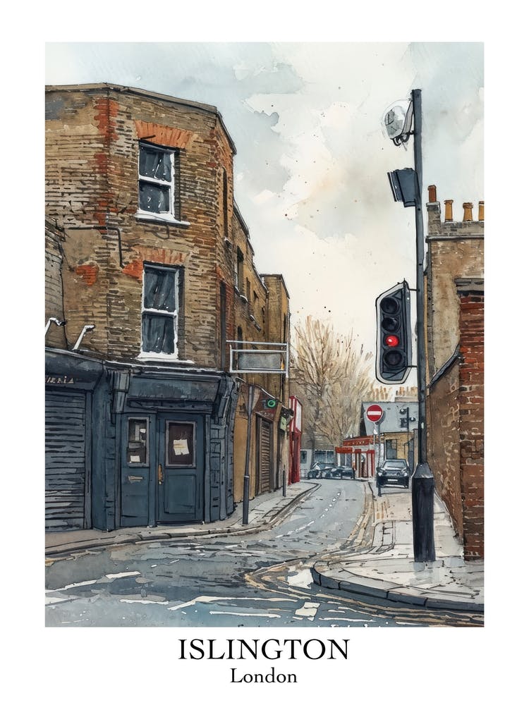 Islington London Borough   Street Watercolour 4 Poster