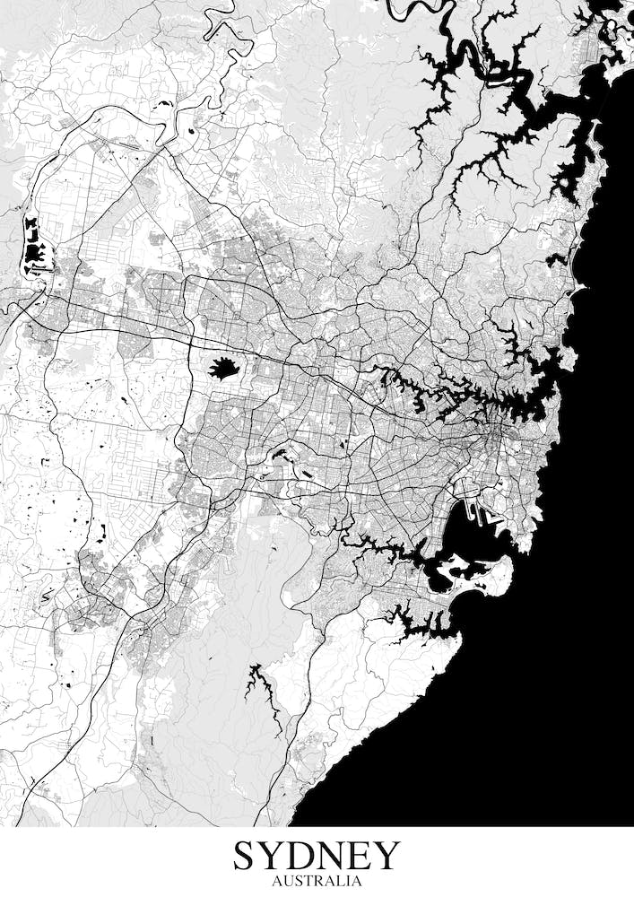 Sydney White Black Map