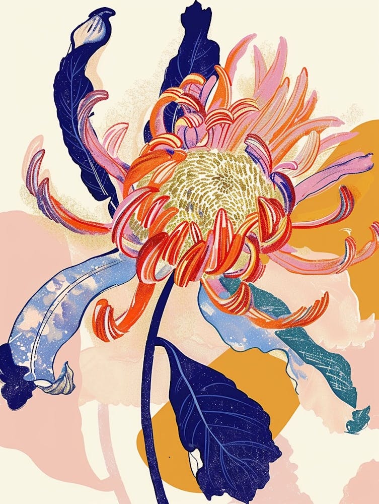 Farbenfrohe Blumenillustration Chrysantheme 3