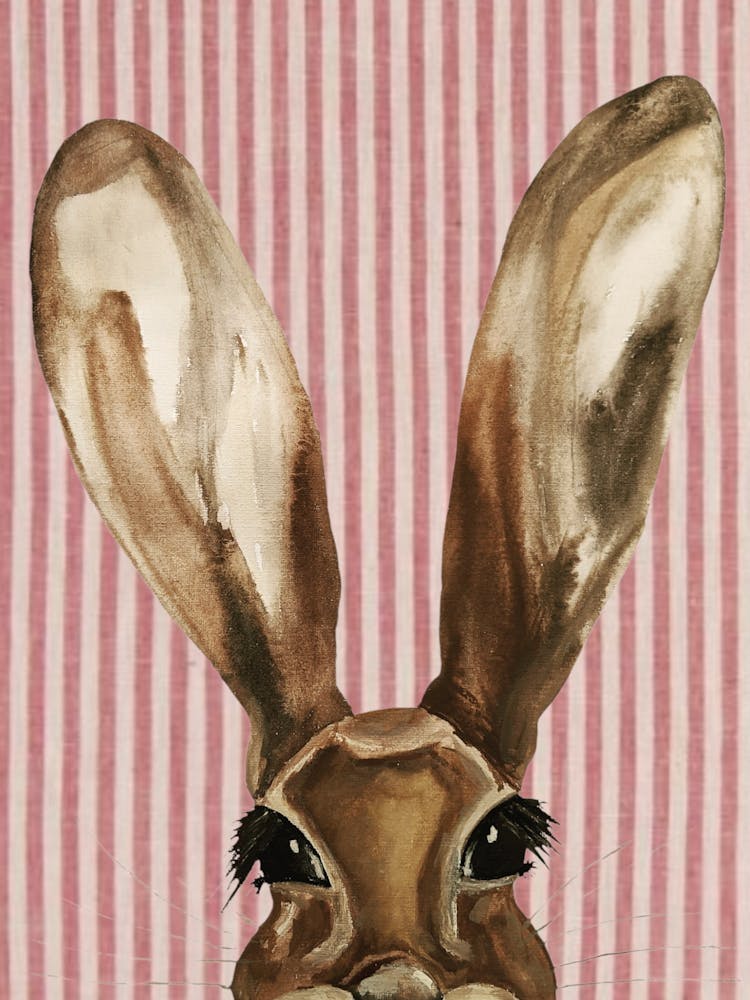 Nursery Hare Watercolour Illustration Pink