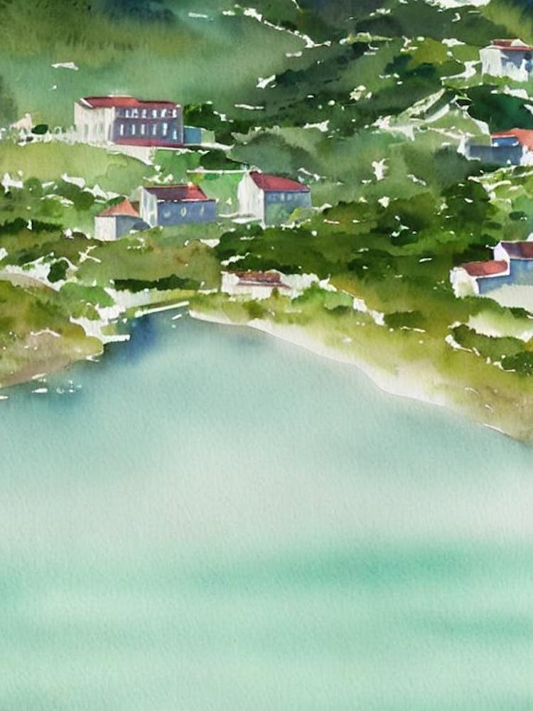 Atlantic Islands Of Galicia National Park Spain Water Colour Poster