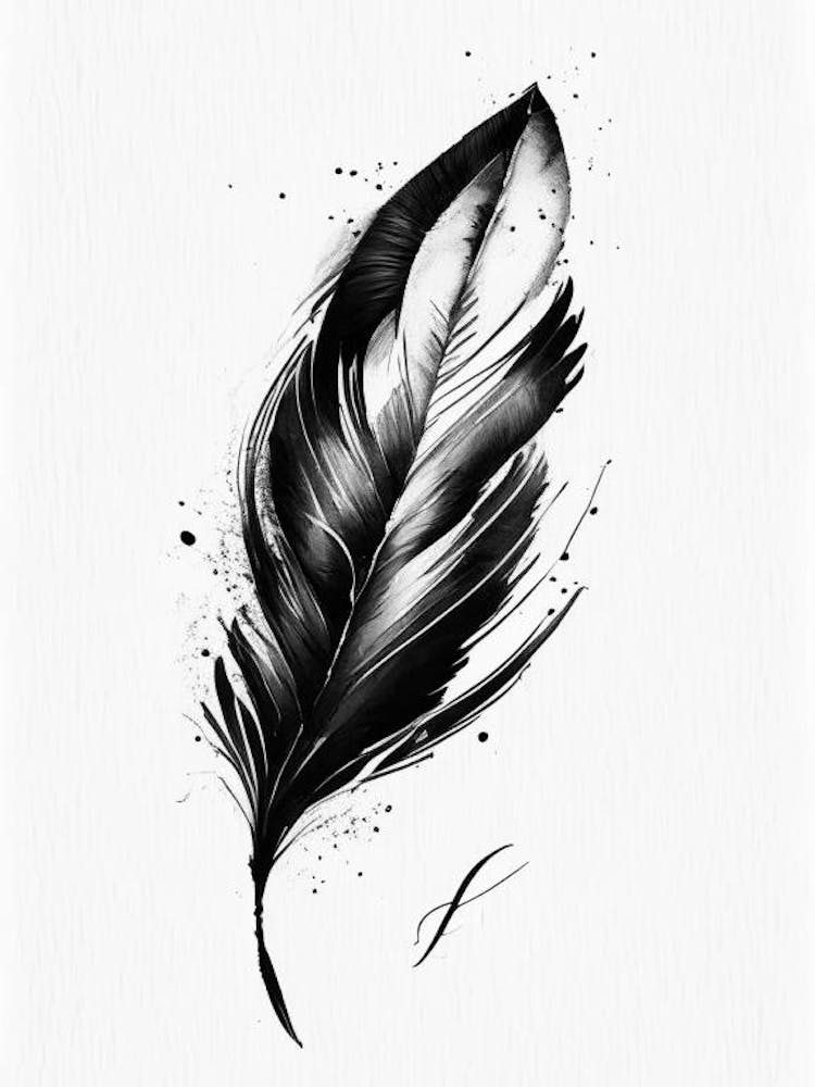 Quill And Ink 1 Symbol Black And White Painting
