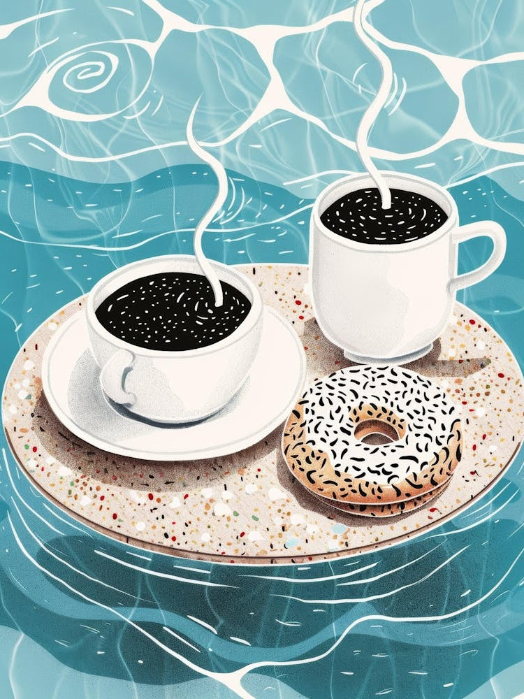 Coffee And Donuts In The Water