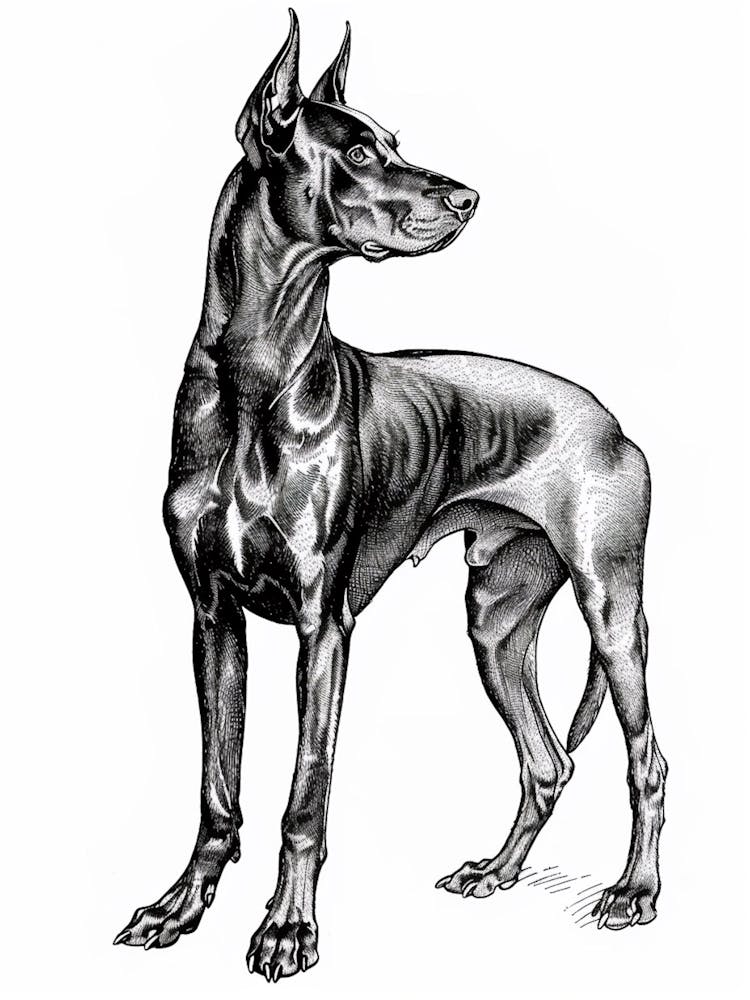 German Pinscher Dog Line Art 2