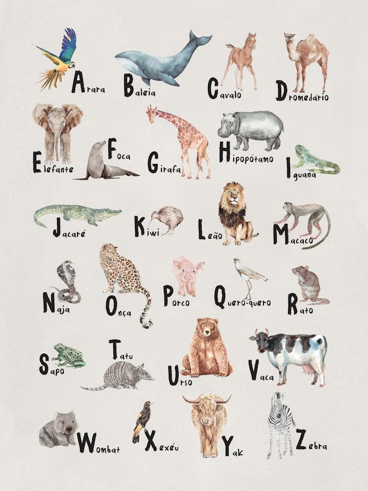 Alphabet Animals Beige