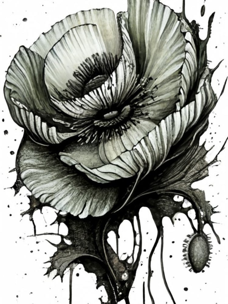 Black And White Poppy