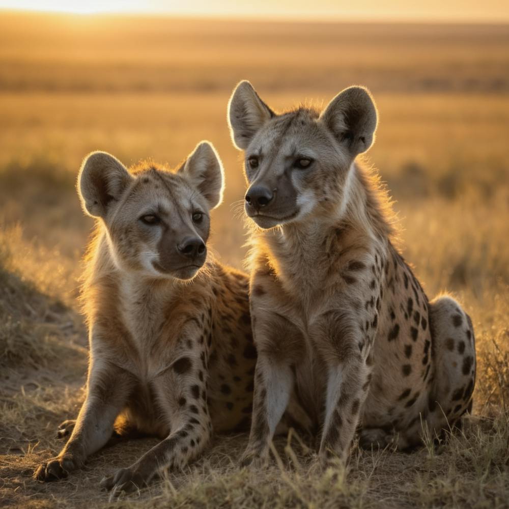 Hyenas At Sunset