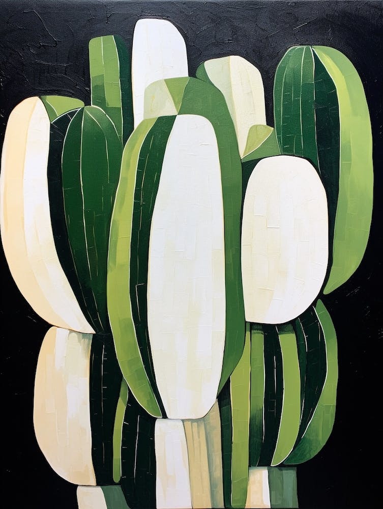 Modern Abstract Cactus Painting Chamaecereus Silvestrii Cactus 3
