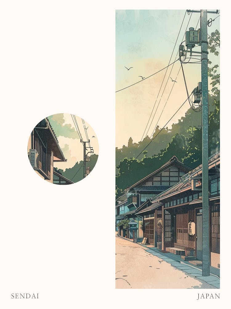 Sendai Japan 1 Cut Out Travel Poster