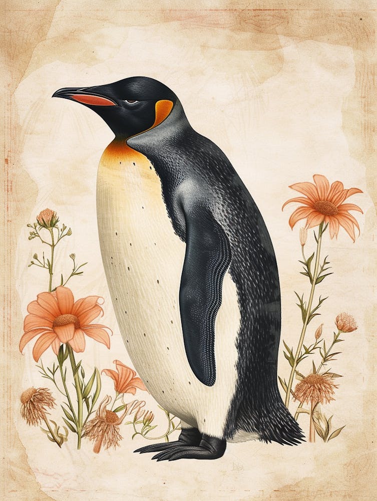Adlie Penguin Cuverville Island Vintage Botanical Painting 3