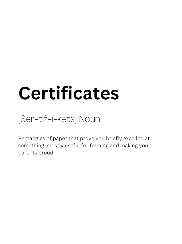 Certificates Definition Meaning 1