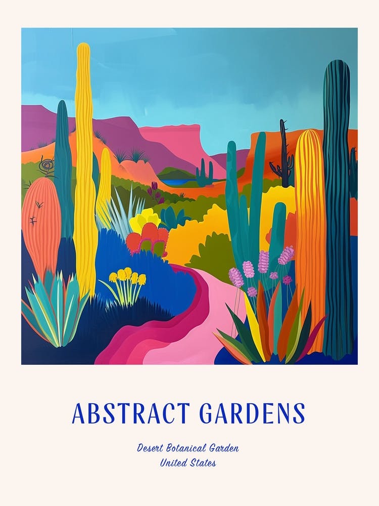Colourful Gardens Desert Botanical Garden Usa 3 Blue Poster