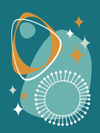 Mid Century Modern Atomic Age 14 Teal, Aqua, Orange