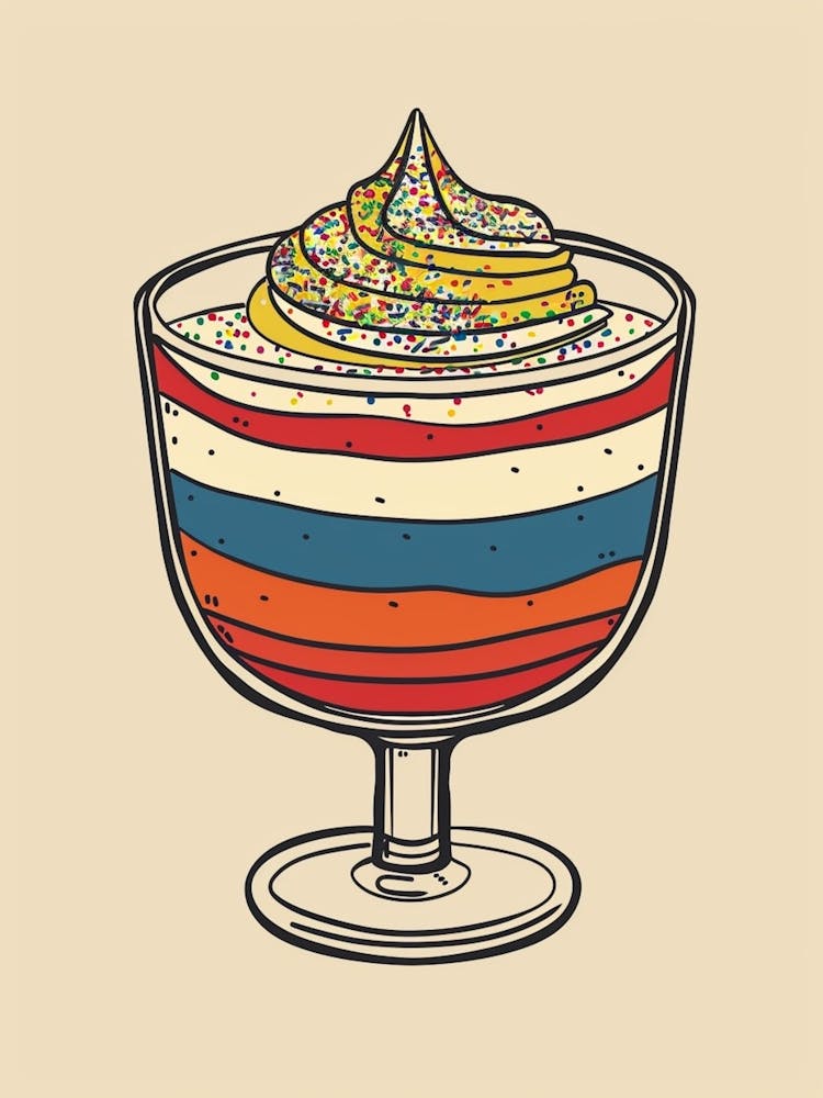 Simplistic Trifle With Sprinkles - Illustration Graphique Linéaire 2